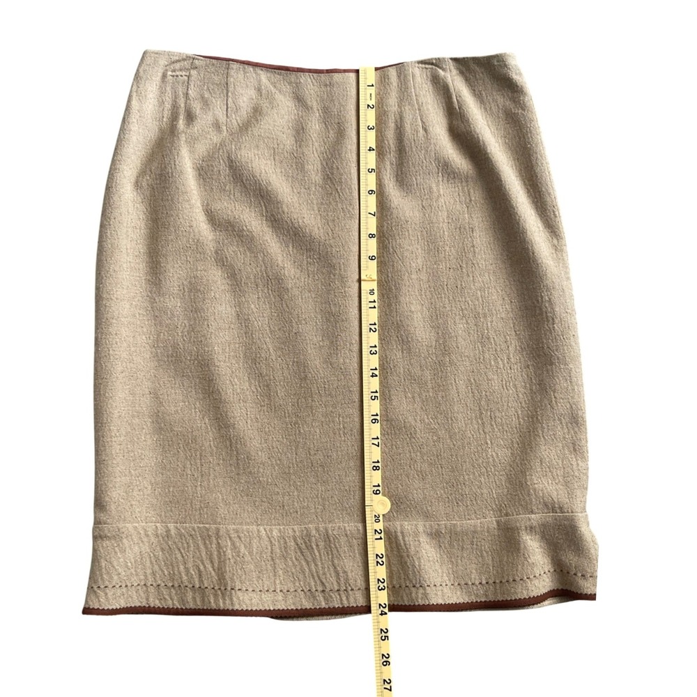 Vintage Nanette Lepore Skirt Women 12 Tan Wool Silk Blend Knee Length brown line - Picture 10 of 10
